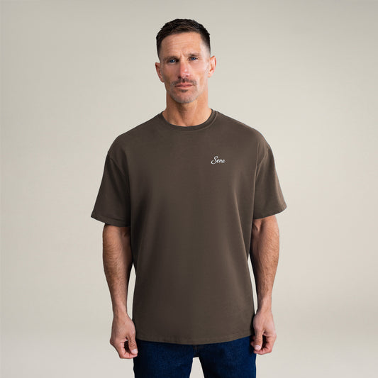 Tags:(6'0" - 180 lbs|Medium) custom t-shirt tee model Tyler in Umber