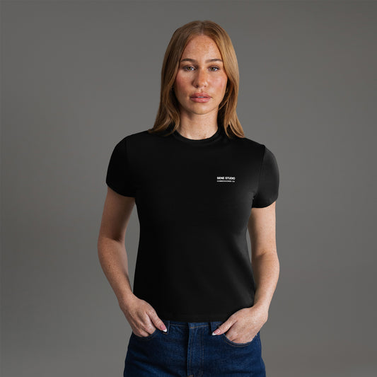 Tags:(Fitted)custom t-shirt tee model Kelsey in Black