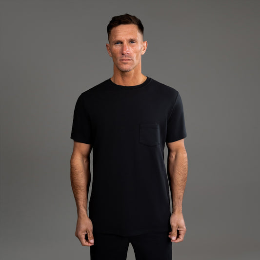 Tags:(6'0" - 180 lbs|Medium) custom t-shirt tee model Tyler in Black