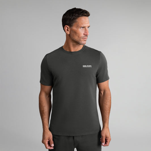 Tags:(6'0" - 180 lbs|Medium) custom t-shirt tee model Tyler in Smoke