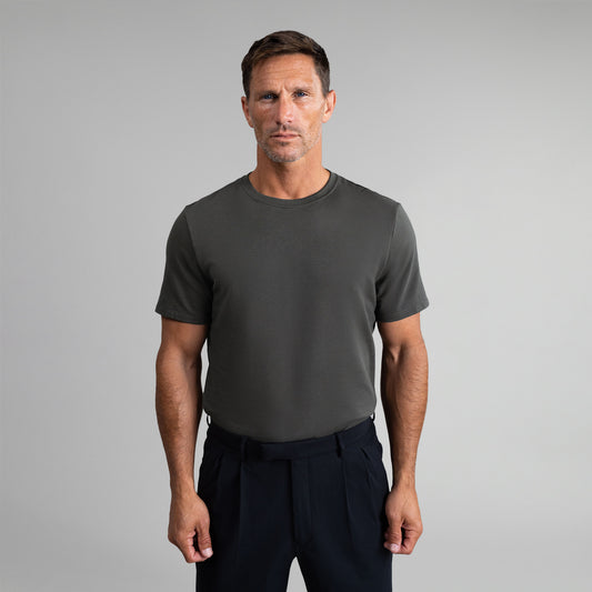 Tags:(6'0" - 180 lbs|Medium) custom t-shirt tee model Tyler in Smoke