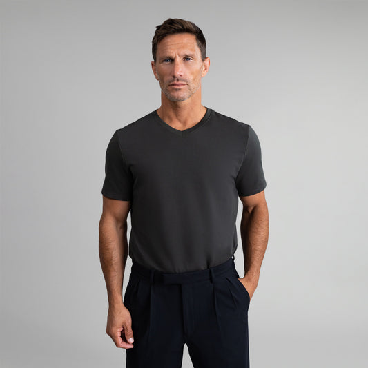 Tags:(6'0" - 180 lbs|Medium) custom t-shirt tee model Tyler in Smoke