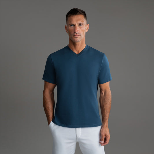 Tags:(6'0" - 180 lbs|Medium) custom t-shirt tee model Tyler in Deep Sea