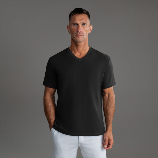 Tags:(6'0" - 180 lbs|Medium) custom t-shirt tee model Tyler in Black